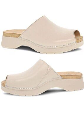 DANSKO Ravyn Peep Toe Platform Sandals Size 41 10.5 11 Ivory Leather NEW $140
